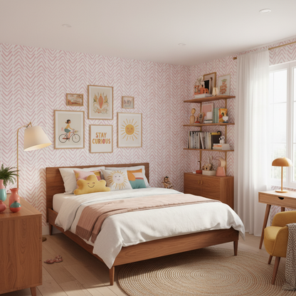 Soft Pink Herringbone Wallpaper