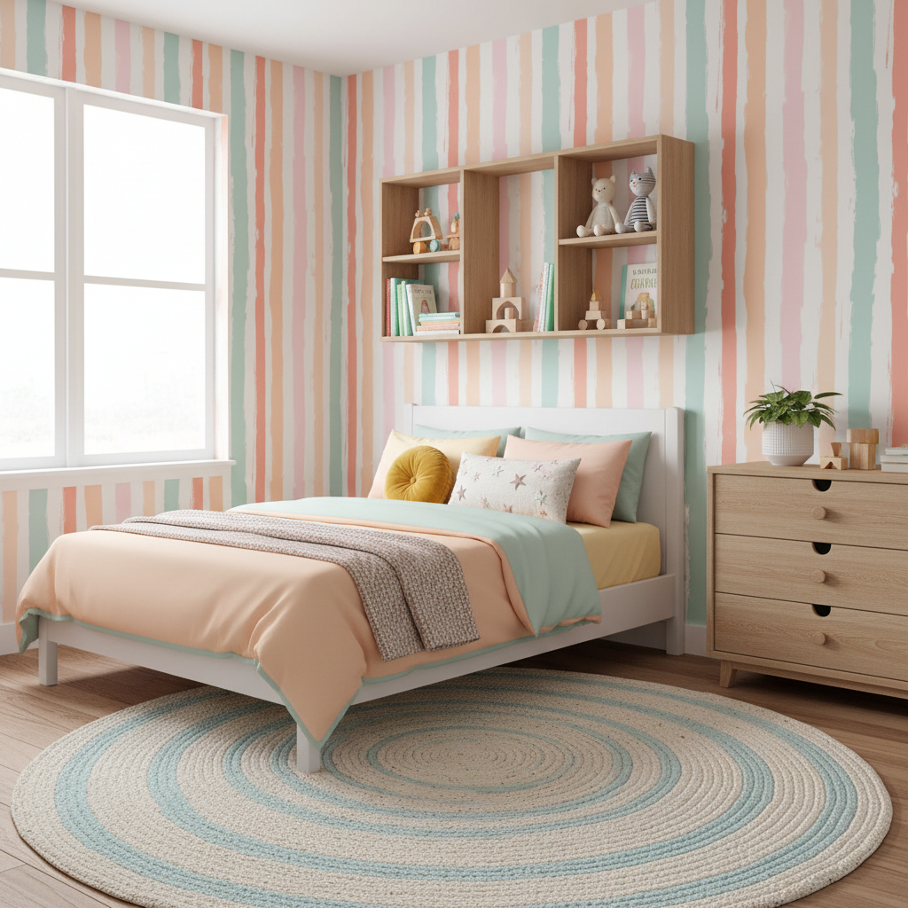 Pastel stripe wallpaper – design detail