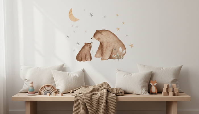 Bear and cub nursery wall sticker – design detail