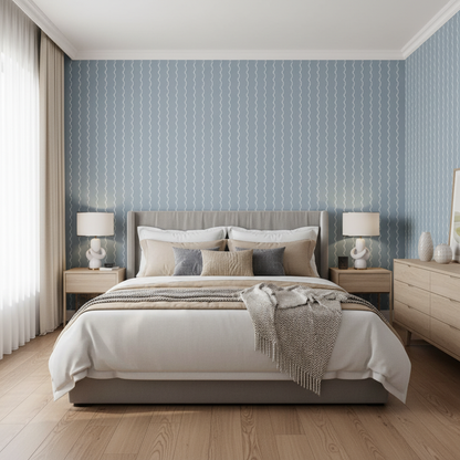 Blue Wavy Stripe Wallpaper