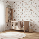 Neutral forest baby room wallpaper – design detail