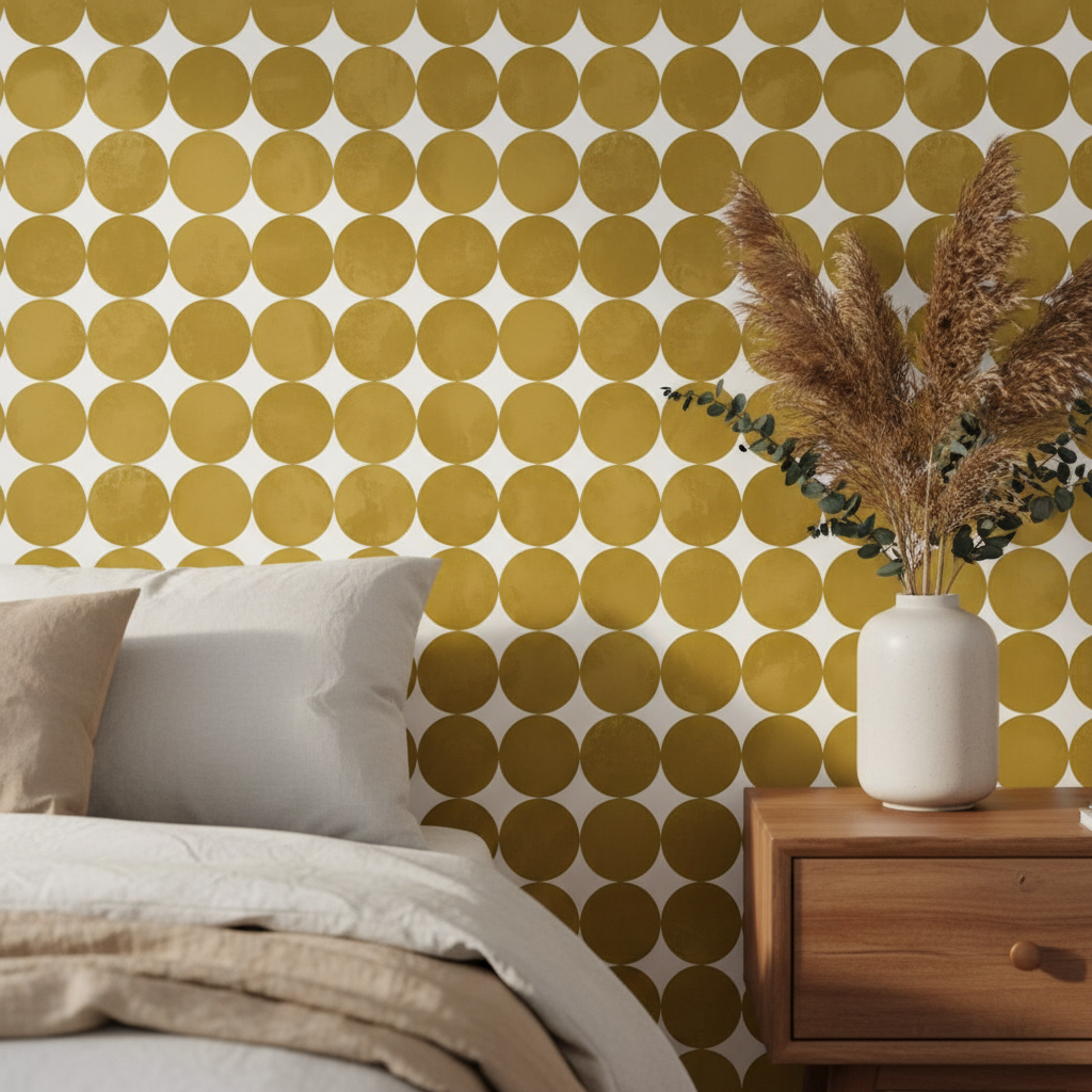 Mustard retro dot wallpaper