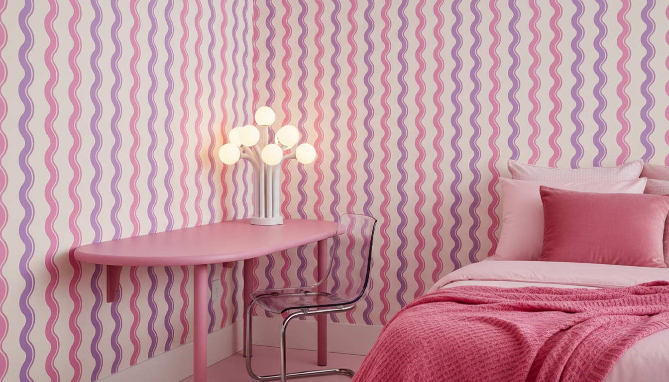 Pastel groovy wave wallpaper – design detail