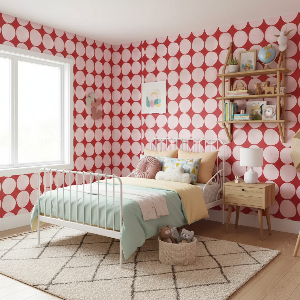 Retro polka dot wallpaper – design detail