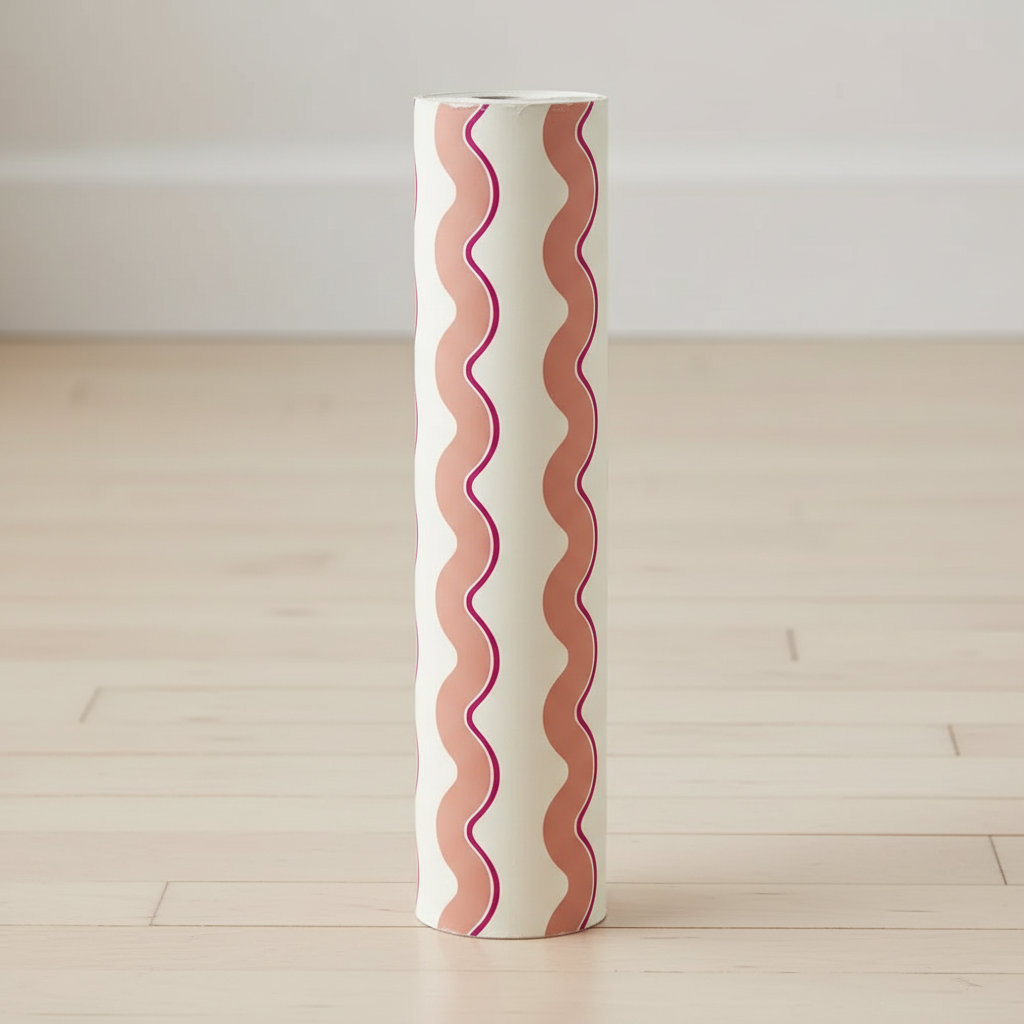 Retro pink wavy wallpaper – design detail