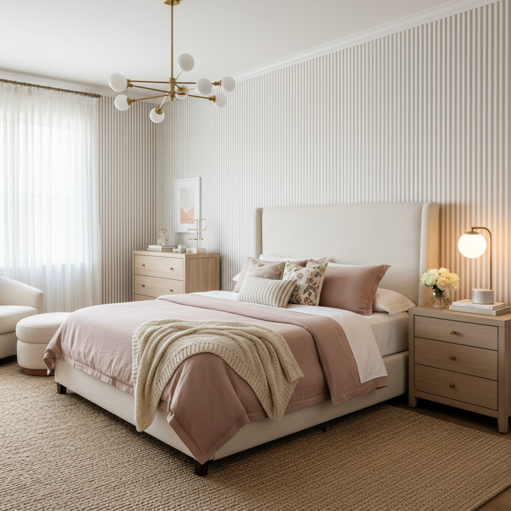 Neutral Beige Stripe Wallpaper