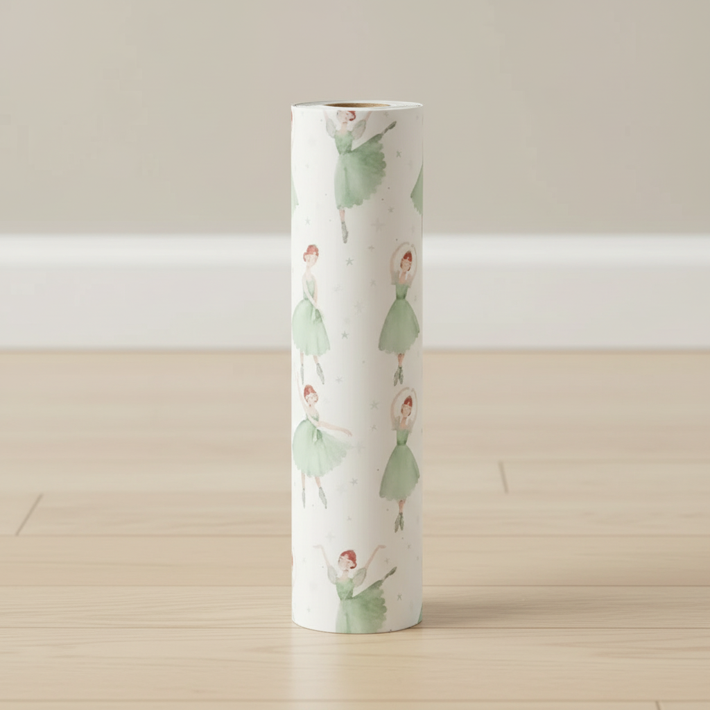 Soft green ballerina nursery wallpaper – design detail