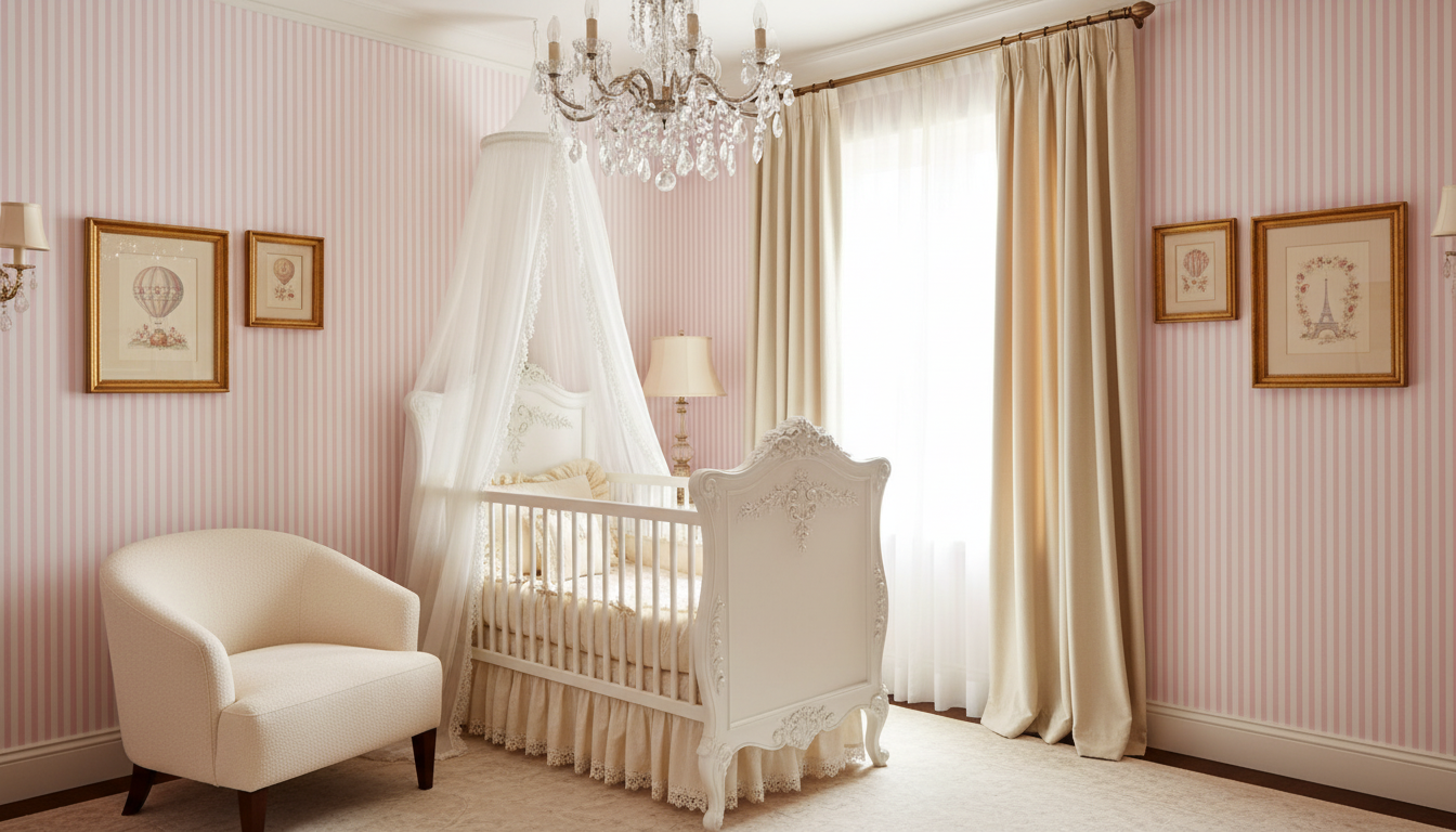 Classic pink stripe wallpaper – design detail