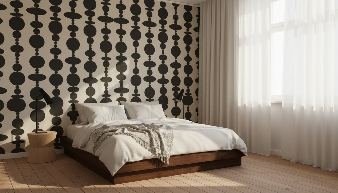 Modern black and cream geometric wallpaper – design detail