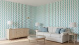 Teal wavy stripe wallpaper – design detail