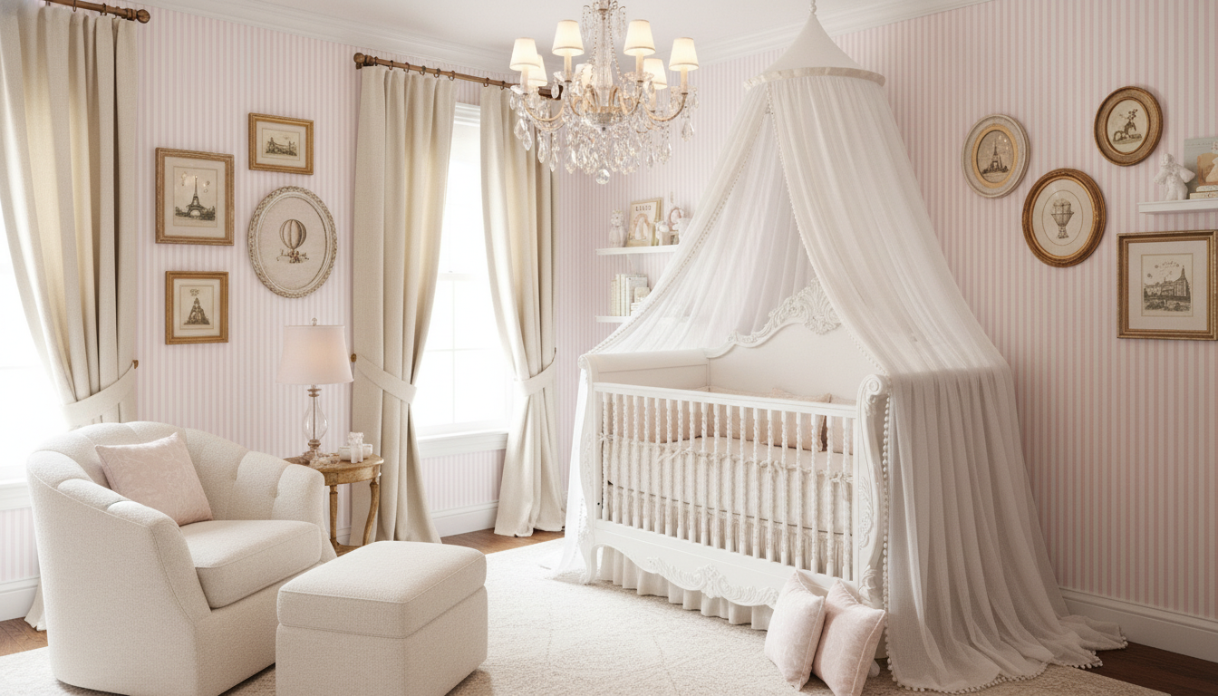 Classic pink stripe wallpaper – design detail