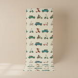 Retro animal transport vintage kids' wallpaper – design detail