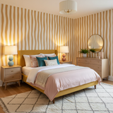 Mustard wavy stripe wallpaper – design detail