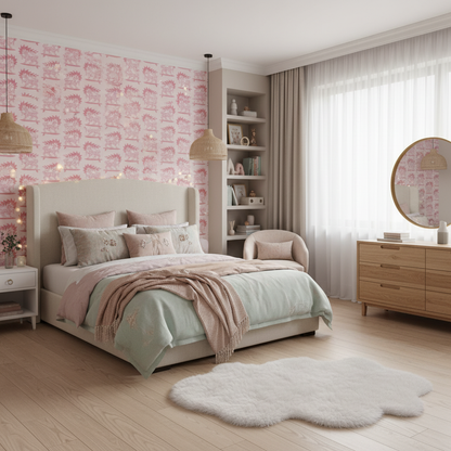 Pink Hedgehog Toile Wallpaper