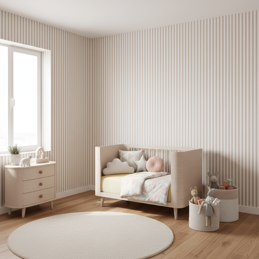 Neutral beige stripe wallpaper – design detail
