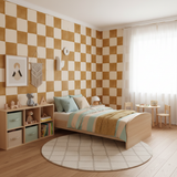 Mustard checkerboard warm tone wallpaper – design detail