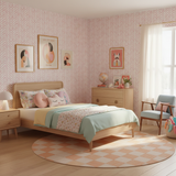 Soft pink herringbone wallpaper – design detail