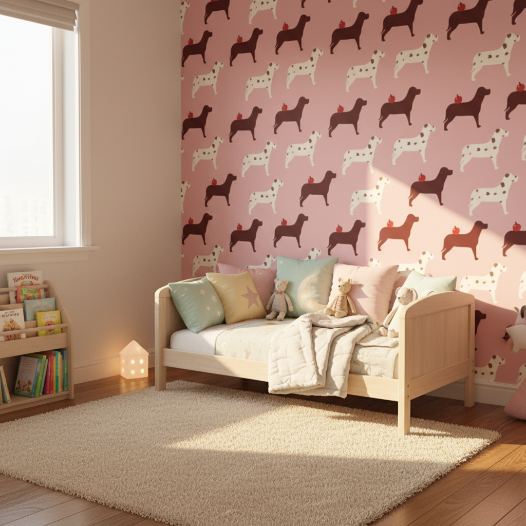 Pink dog wallpaper – design detail