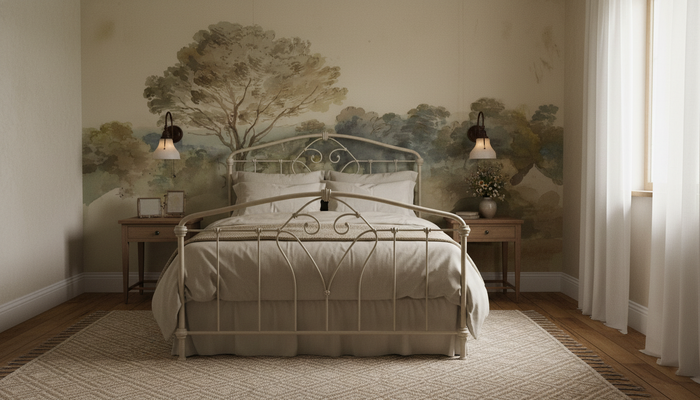 Vintage countryside tree mural wallpaper