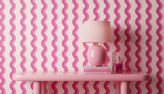 Hot Pink Wavy Stripe Wallpaper