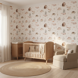 Neutral forest baby room wallpaper – design detail