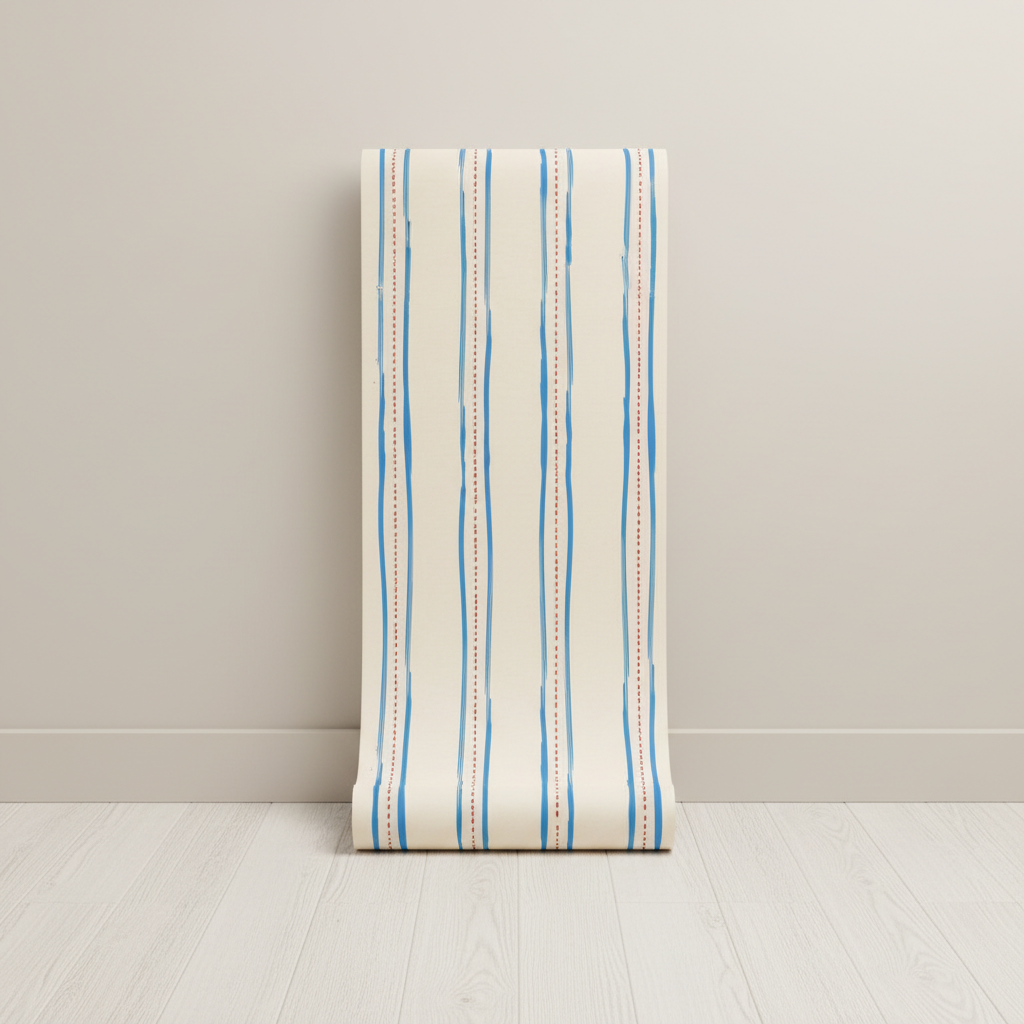 Hamptons style vertical stripe wallpaper – design detail