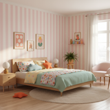 Blush pink vertical stripe wallpaper – design detail