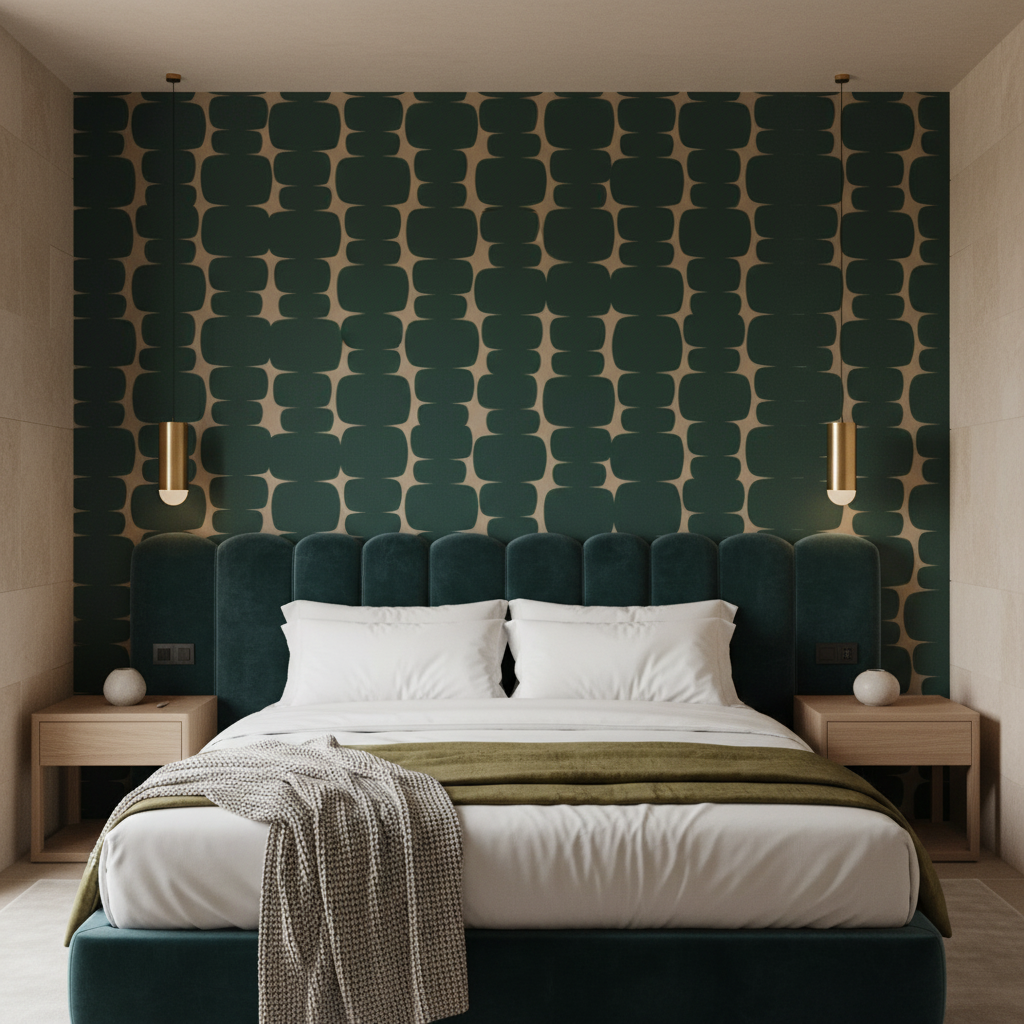 Green geometric wallpaper – design detail