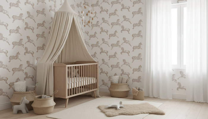Beige horse wallpaper – design detail