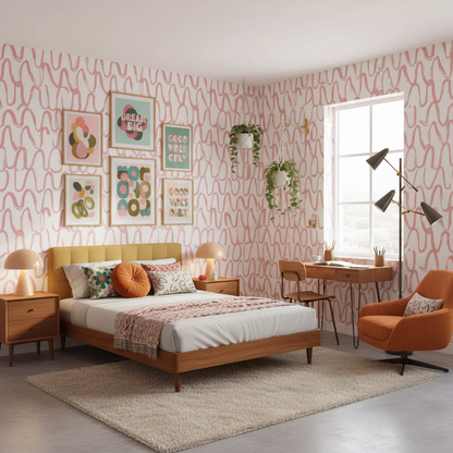 Pink Wavy Line Wallpaper