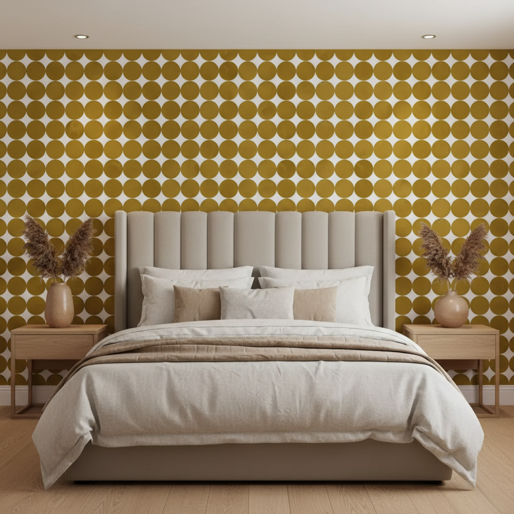 Mustard retro dot wallpaper – design detail