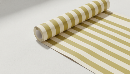 Warm Yellow & Cream Vertical Stripe Wallpaper