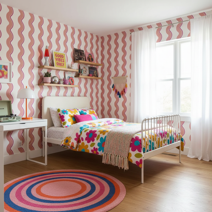 Retro Pink Wavy Wallpaper