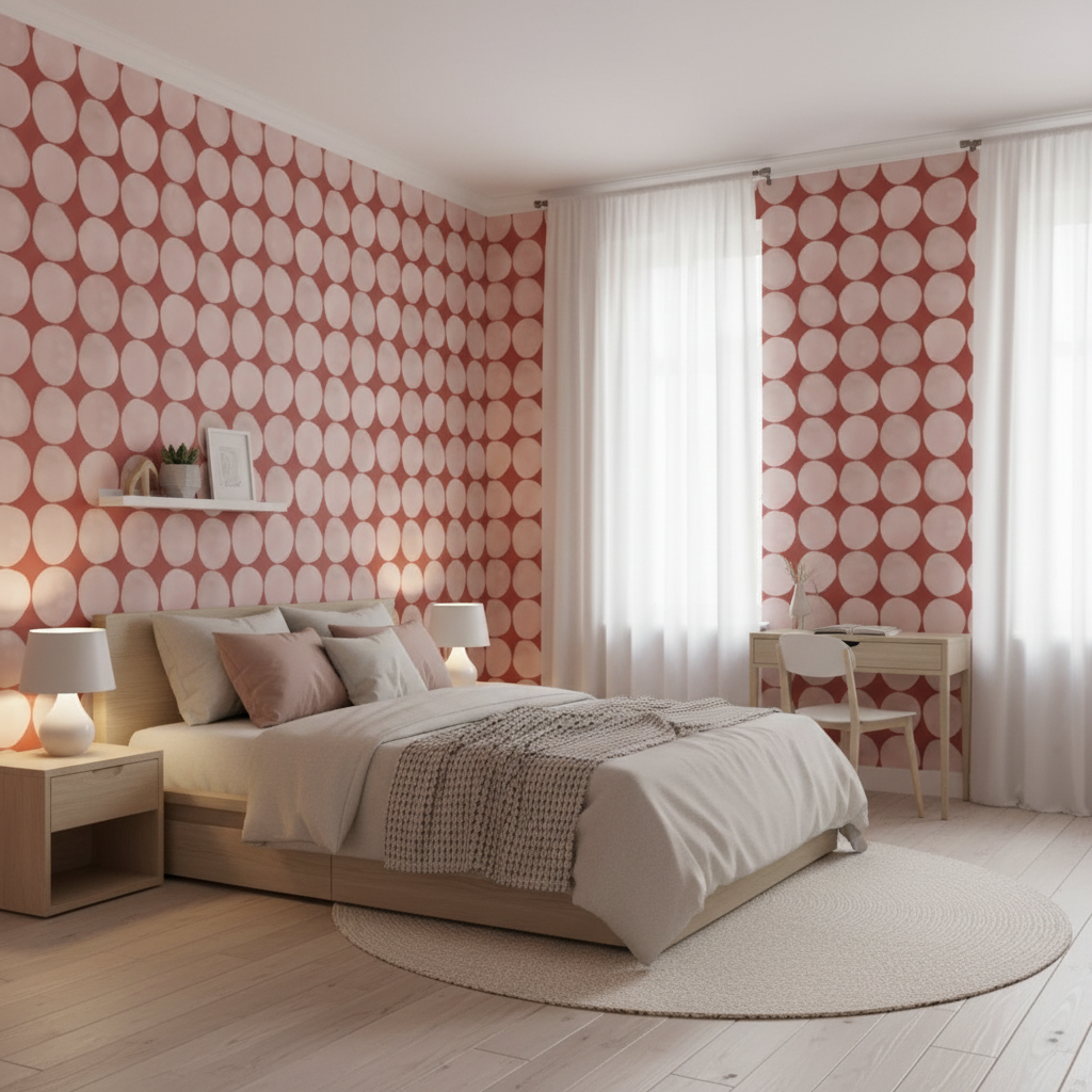 Retro polka dot wallpaper – design detail