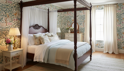 Sage Green Vintage English Countryside Farm Wallpaper