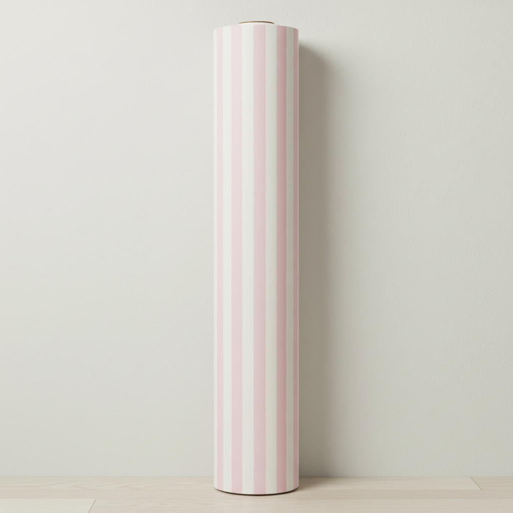 Blush pink vertical stripe wallpaper – design detail