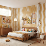Mustard wavy stripe wallpaper – design detail
