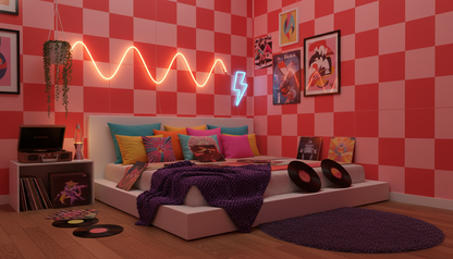 Pink Retro Checkerboard Wallpaper