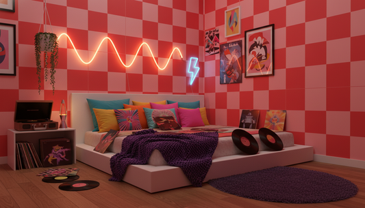 Pink Retro Checkerboard Wallpaper