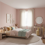 Soft blush pink vertical stripe wallpaper – design detail