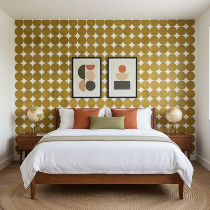 Mustard Retro Dot Wallpaper