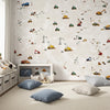 Beige Construction Vehicles Kids Wallpaper