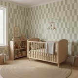 Sage green checkered wallpaper – design detail