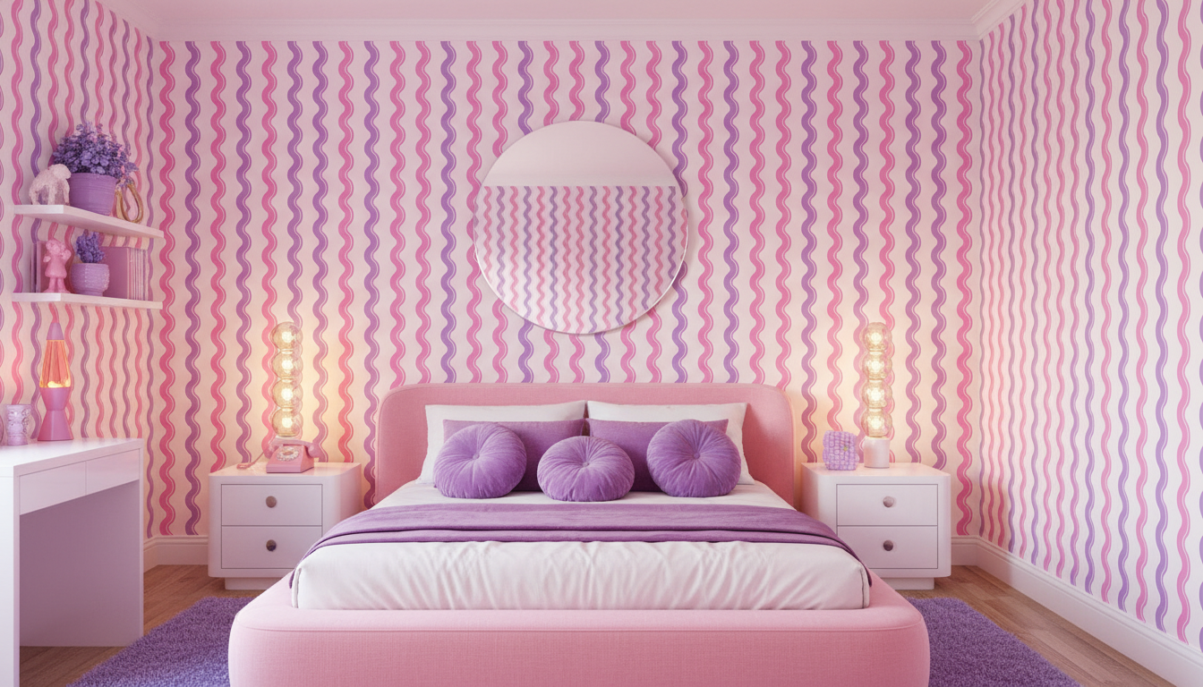 Pastel groovy wave wallpaper – design detail