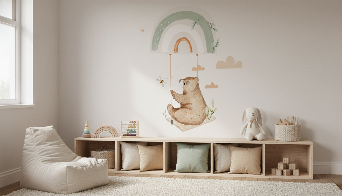 Bear and rainbow nursery wall sticker – design detail