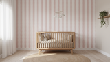 Baby pink scalloped stripe wallpaper – design detail