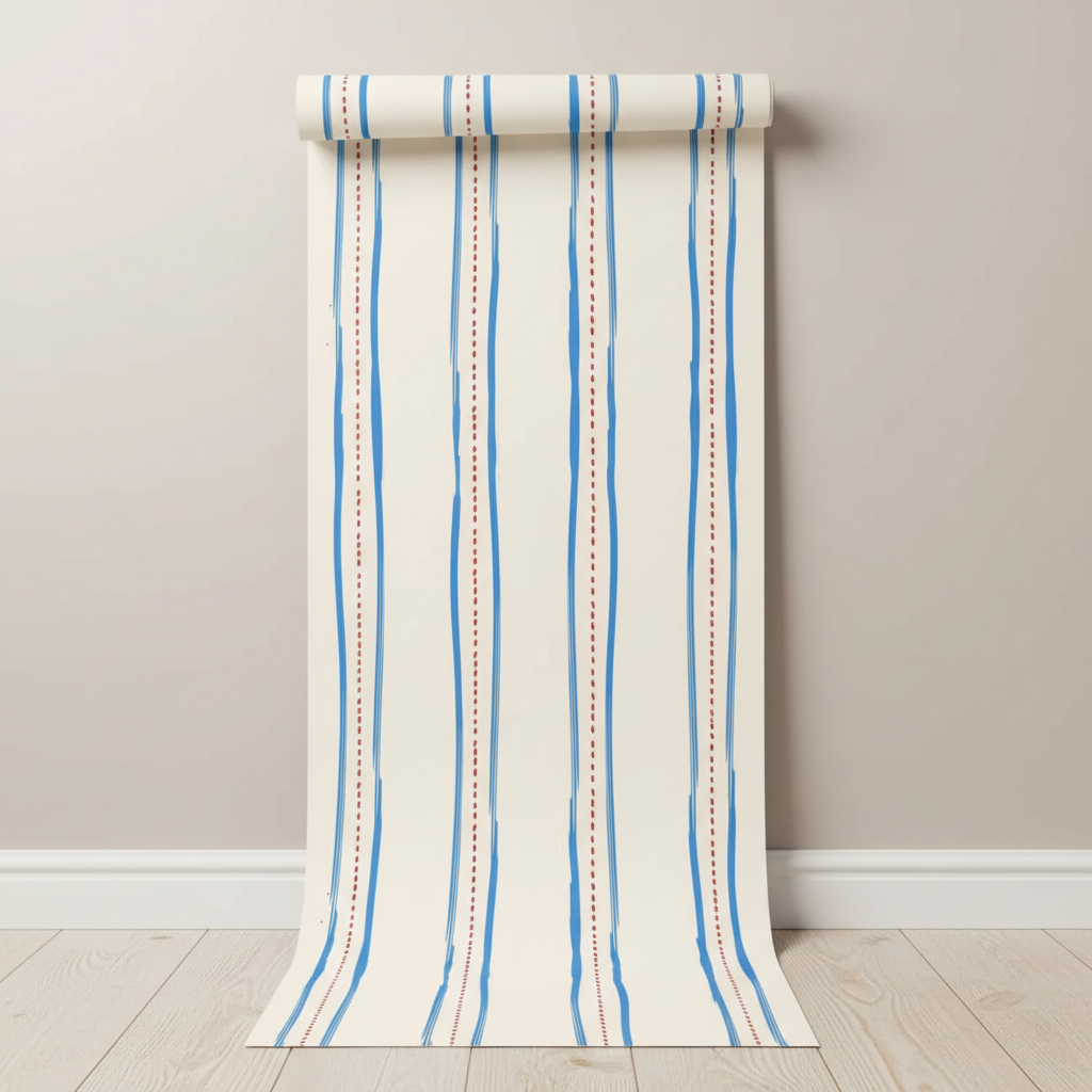 Hamptons style vertical stripe wallpaper – design detail
