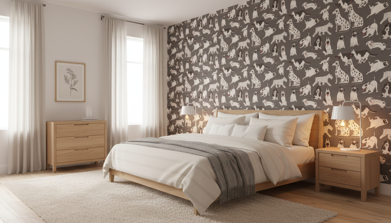 Modern Monochrome Dog Wallpaper