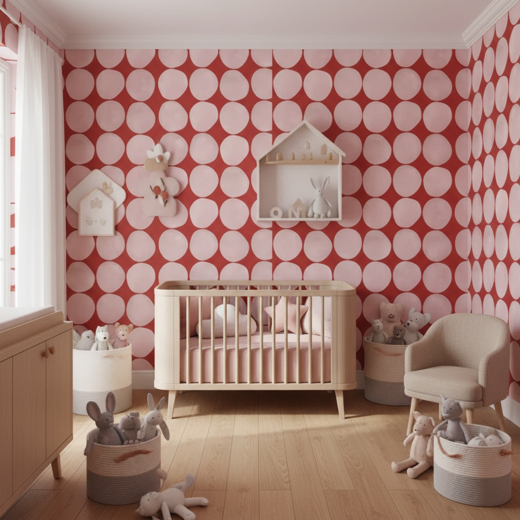 Retro polka dot wallpaper – design detail