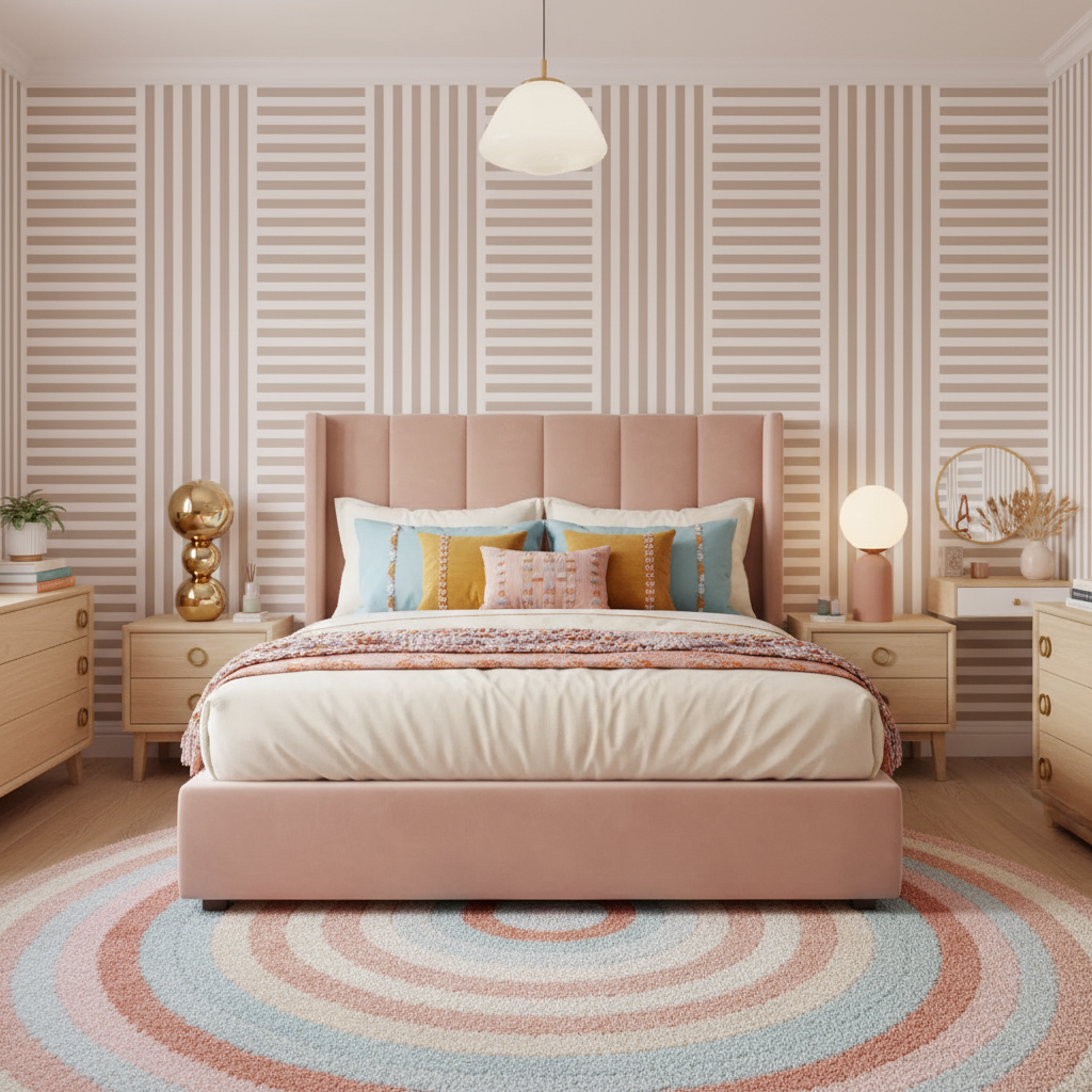 Soft pink stripe wallpaper